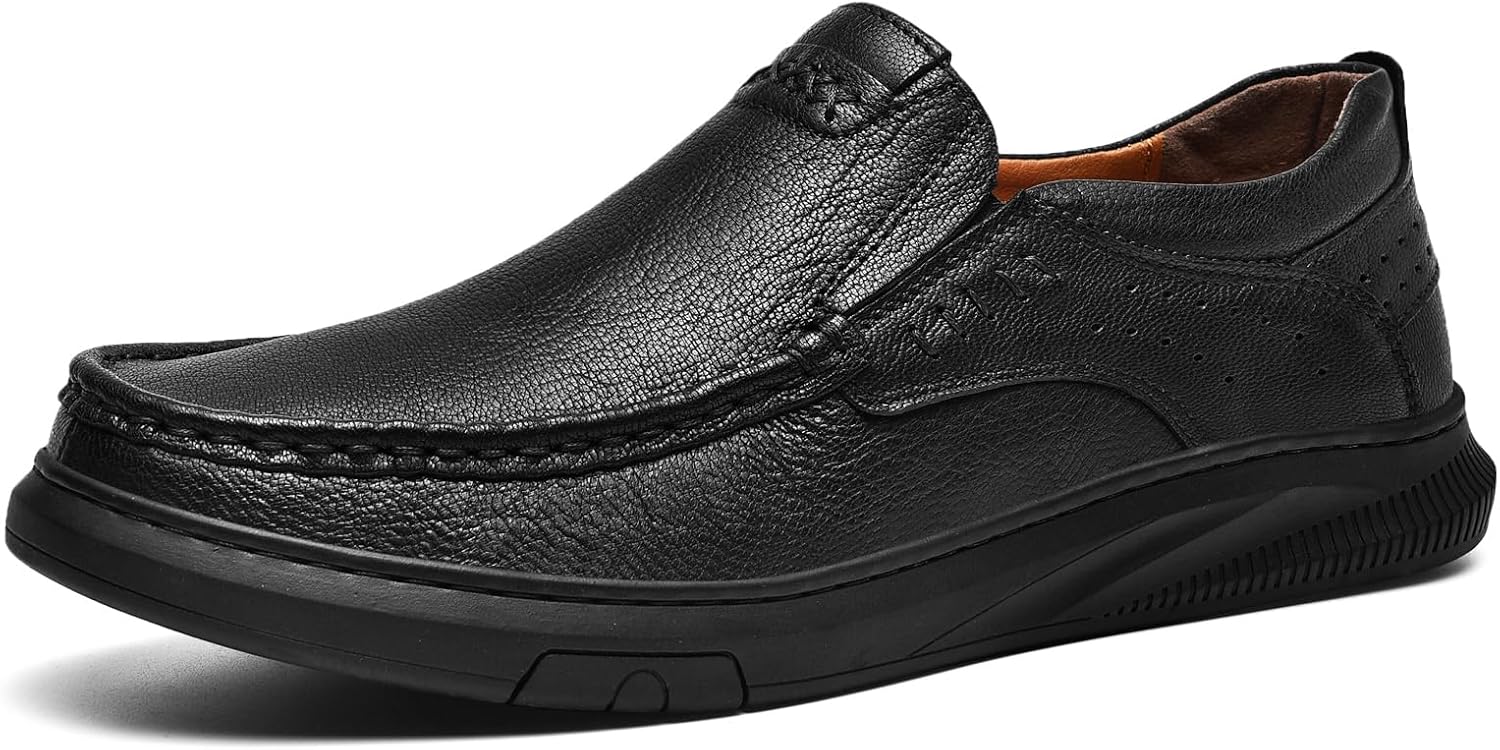 

Мужские повседневные лоферы из натуральной кожи, без шнурков, модные, с круглым носком, противоскользящие, низкие, удобные, стиль «пенни», кроссовки и прогулок, деловые туфли Zeberfi, черный