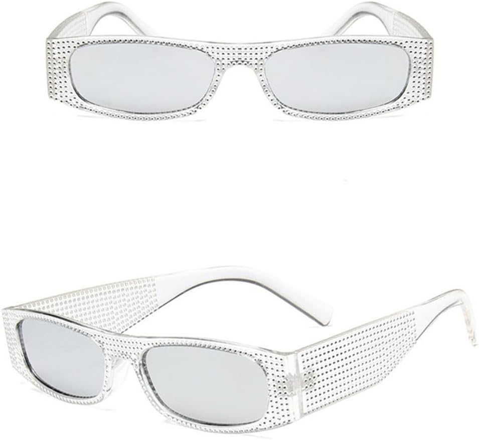 

Маленькие винтажные солнцезащитные очки для женщин, прямоугольные, в стиле панк; мужские солнцезащитные очки в стиле стимпанк; женские очки с защитой от ультрафиолета UV400 MTZJH, Clear Silver