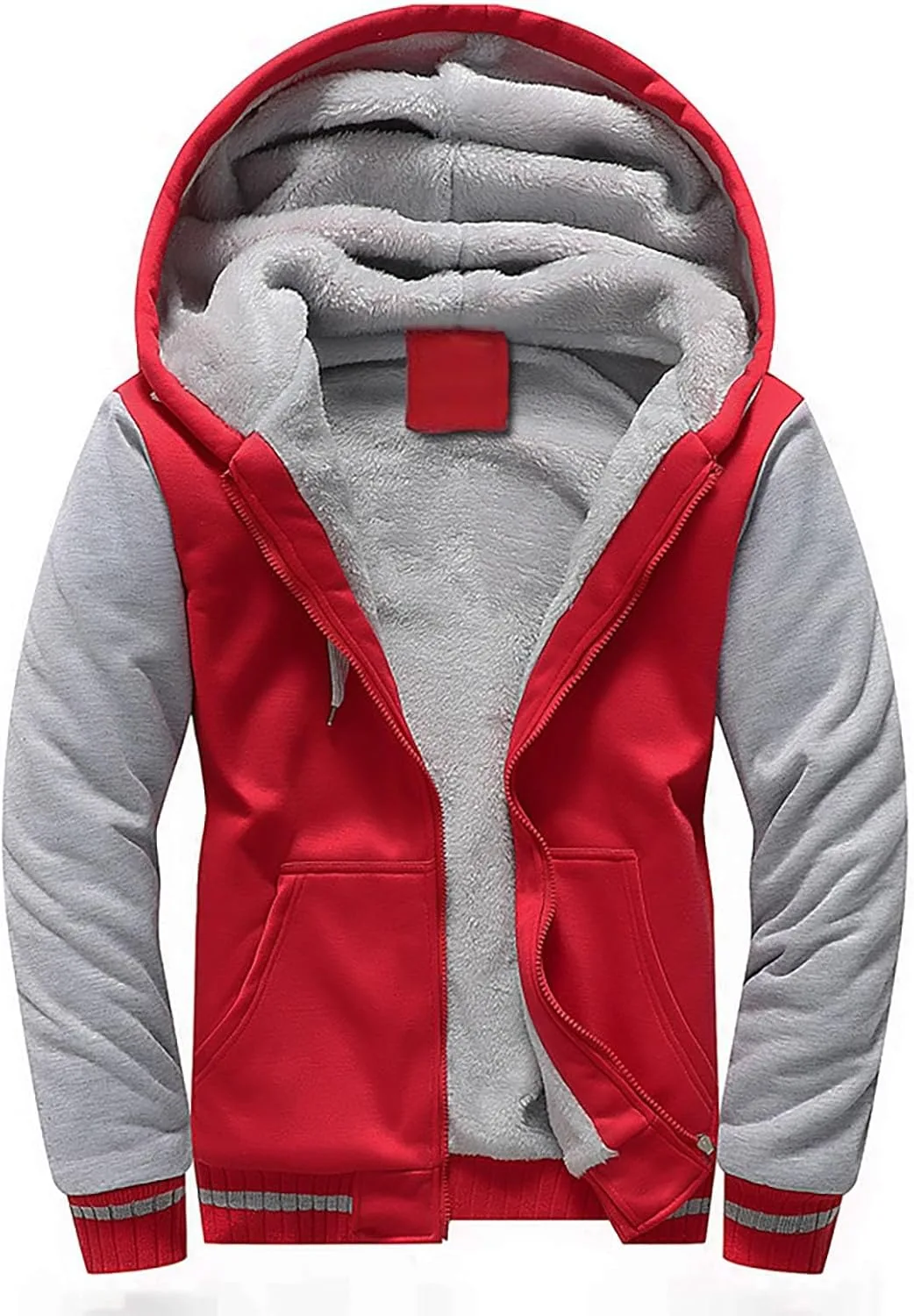 

Мужская худи на молнии с подкладкой из шерпы — зимняя утепленная толстовка с капюшоном