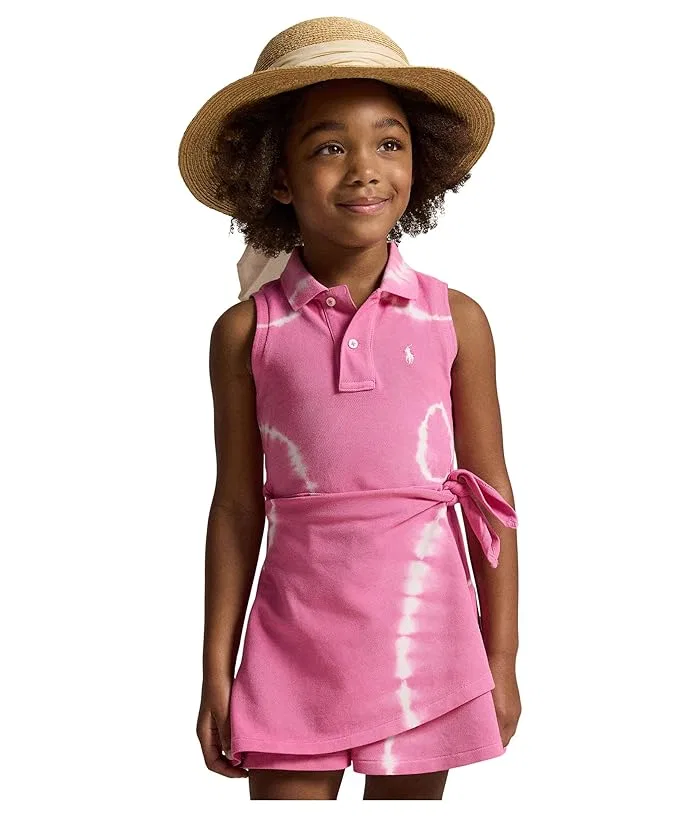 Платье поло с имитацией запаха тай-дай Polo Ralph Lauren Kids, Faded Mint/Old Royal — фото 4