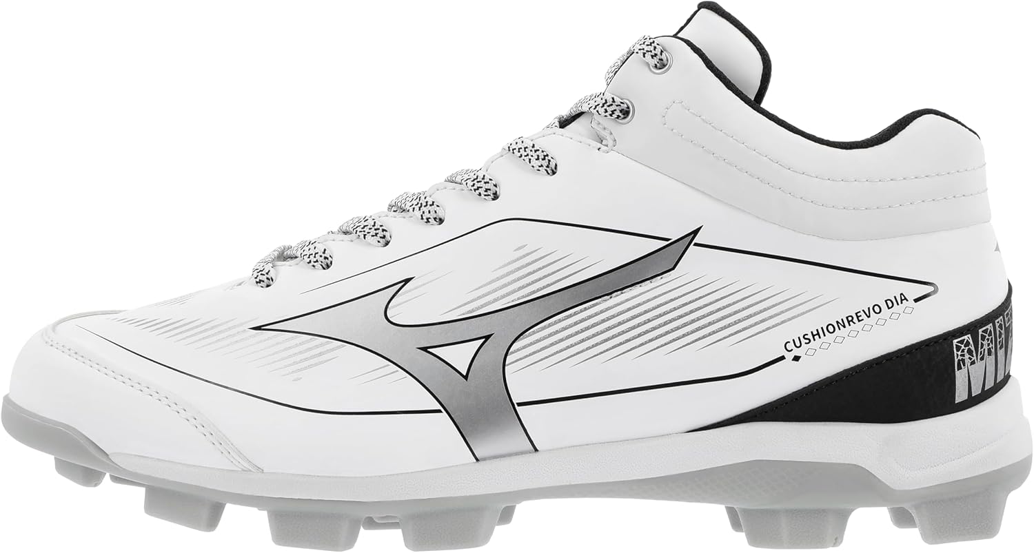 

Мужские кроссовки Mizuno Cushionrevo Diamond Mid с шипами TPU, белый/черный