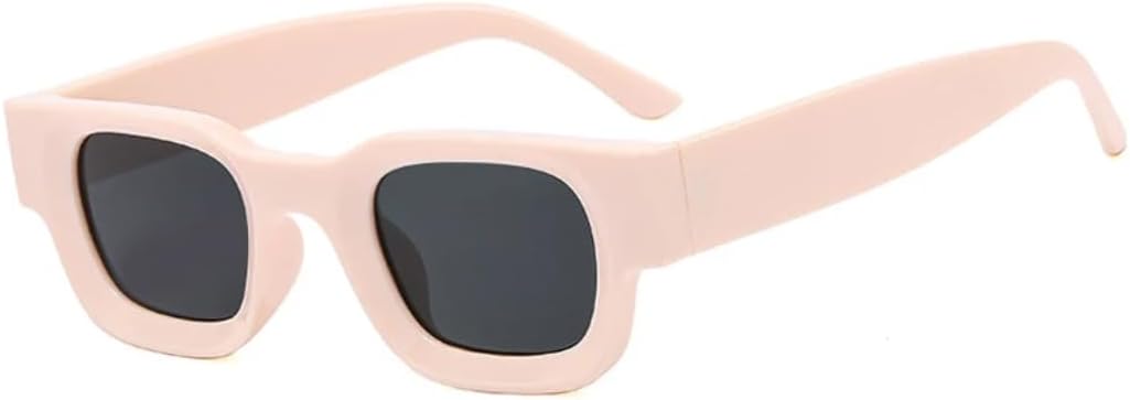 

Модные маленькие солнцезащитные очки в прямоугольной толстой оправе для путешествий, мужские и женские солнцезащитные очки с защитой от УФ-излучения UV400 VVTWSSW, Beige Gray