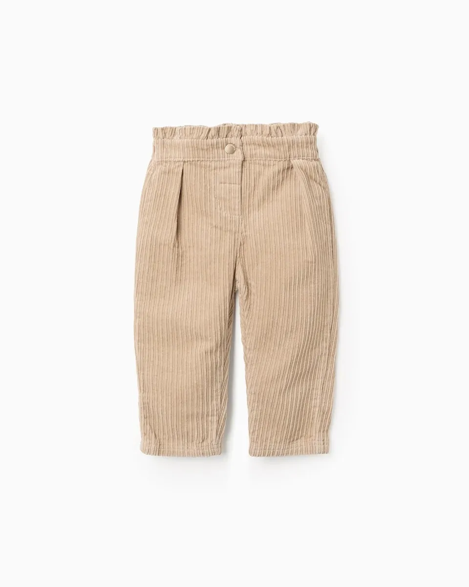 

Детские вельветовые штаны с высокой талией Zippy, бежевый