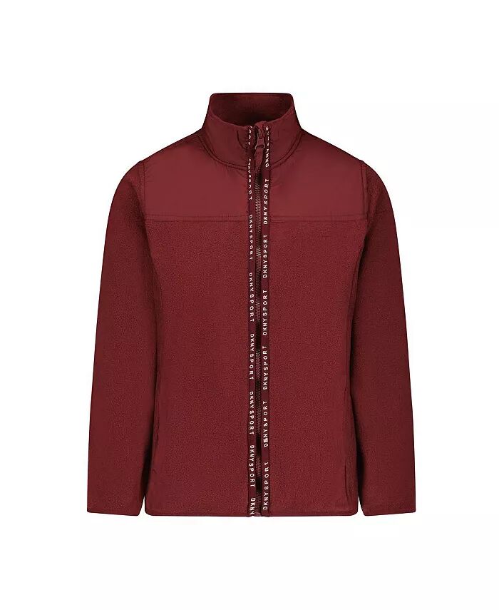 

Флисовая куртка на молнии для девочек с высоким воротником DKNY, красный