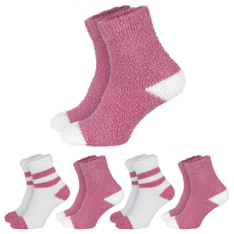 

BLACK SNAKE 4 пары уютных носков | пушистые домашние носки | женские | розовые/белые