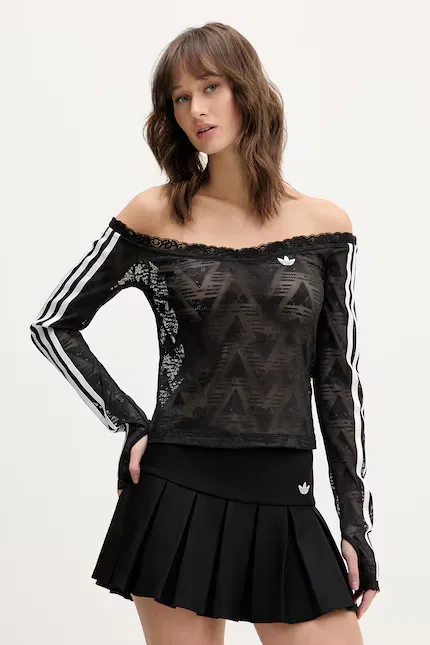 Лонгслив с кружевным материалом Adidas Originals, черный