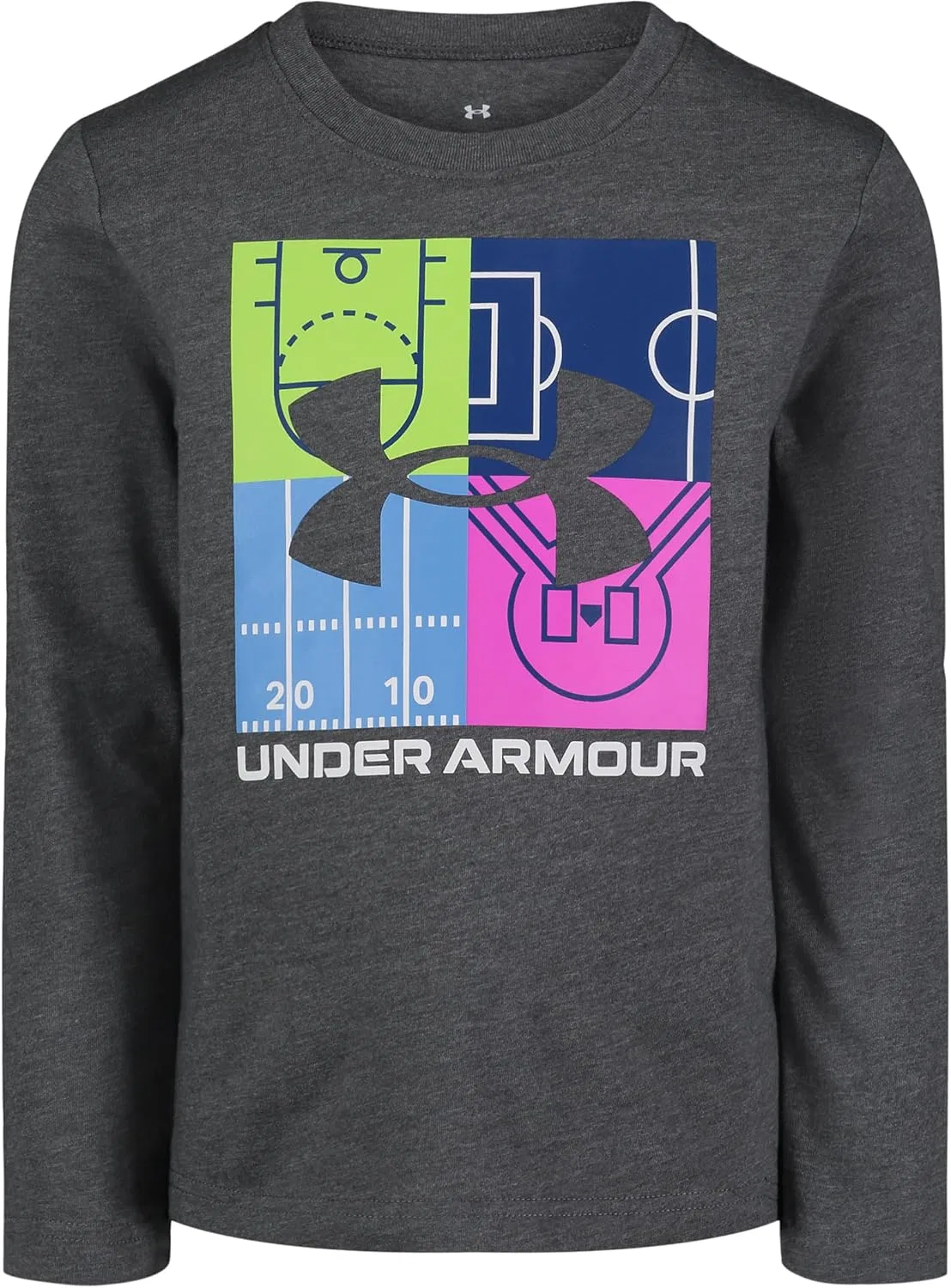 Детская футболка с длинным рукавом и графическим логотипом Under Armour, легкая и дышащая, свободного кроя, Castlerock Multi
