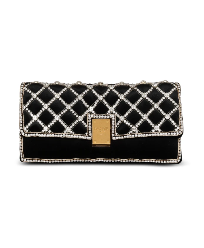 

Мягкий бархатно жемчужный клатч 1945 г Balmain, черный