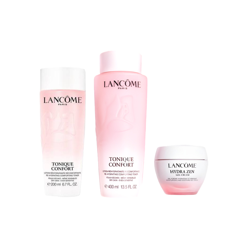 

LANCOME Lankou большой розовый набор для ухода за кожей вода+крем для лица увлажняющий и питающий 200мл+50мл/400мл+50мл