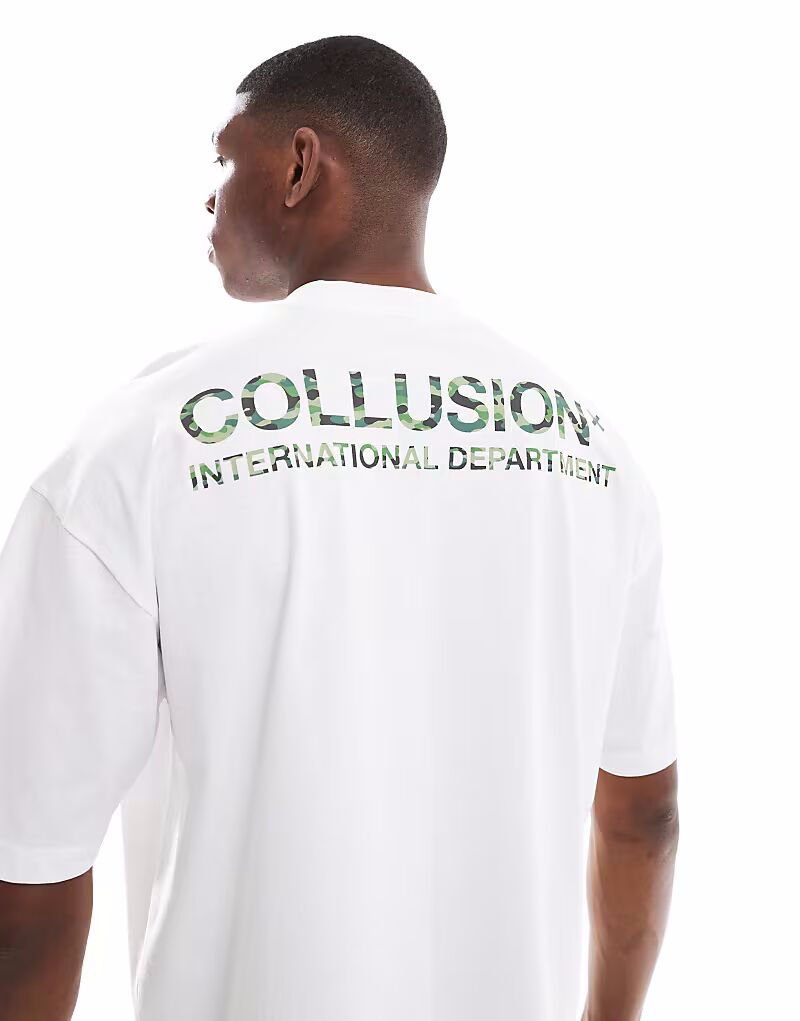

COLLUSION Футболка свободного кроя с камуфляжным логотипом белого цвета