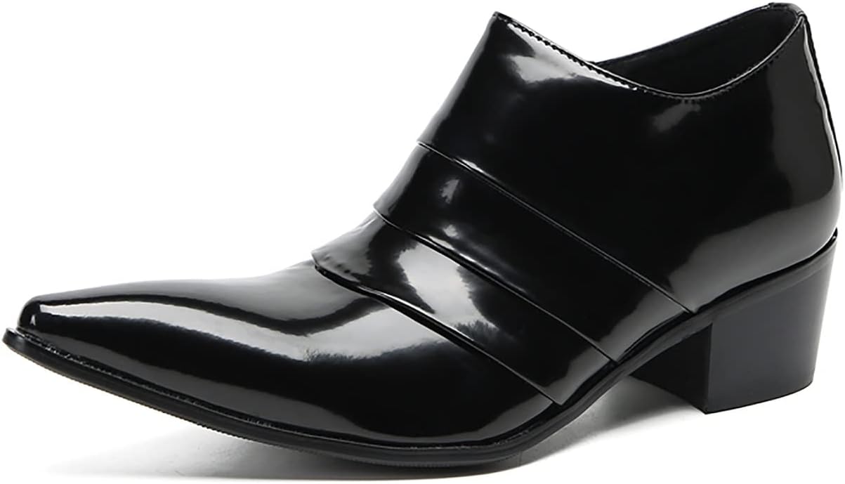 

Мужские ботинки Santimon без шнуровки с укороченной голенью - классические повседневные кожаные лоферы с заостренным носком для свадеб, баров и вечеринок, черный