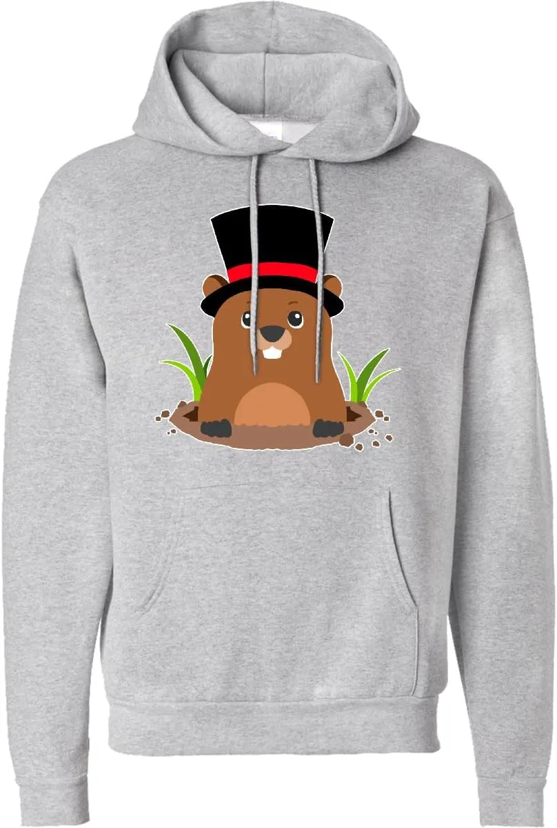 

Толстовка с капюшоном Groundhog Day с сурком в цилиндре inktastic