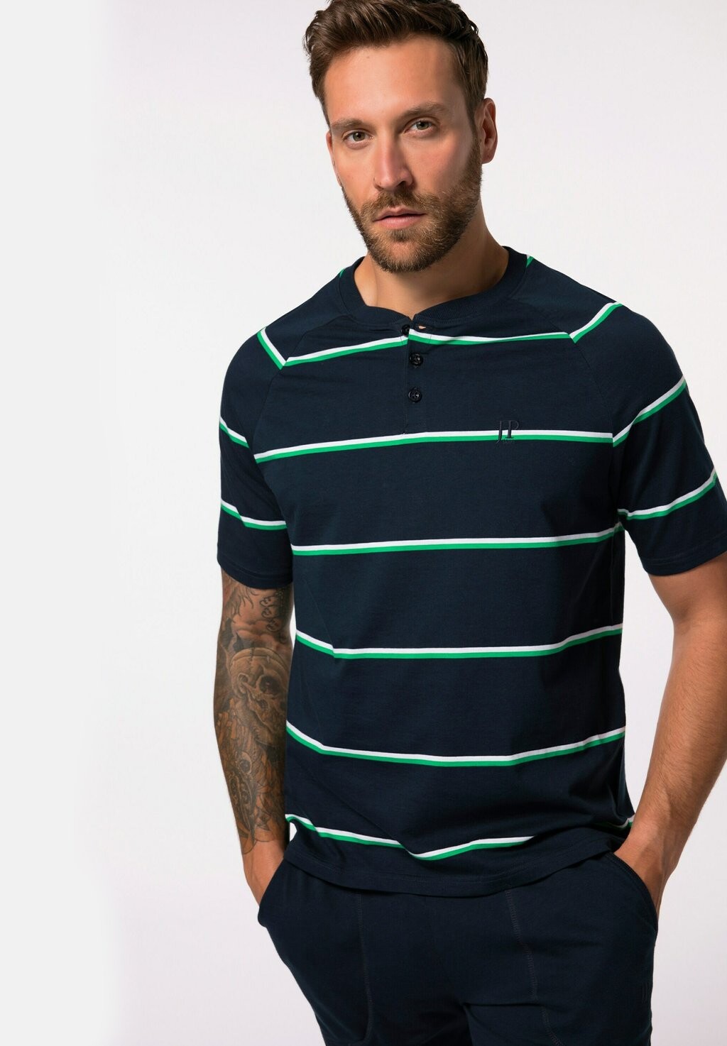 

Пижама TWO-PIECE STRIPED HENLEY, UP TO 8 XL JP1880, темно-синий