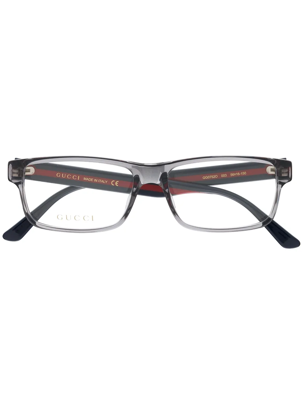

Очки в прямоугольной оправе с отделкой Web Gucci Eyewear, синий