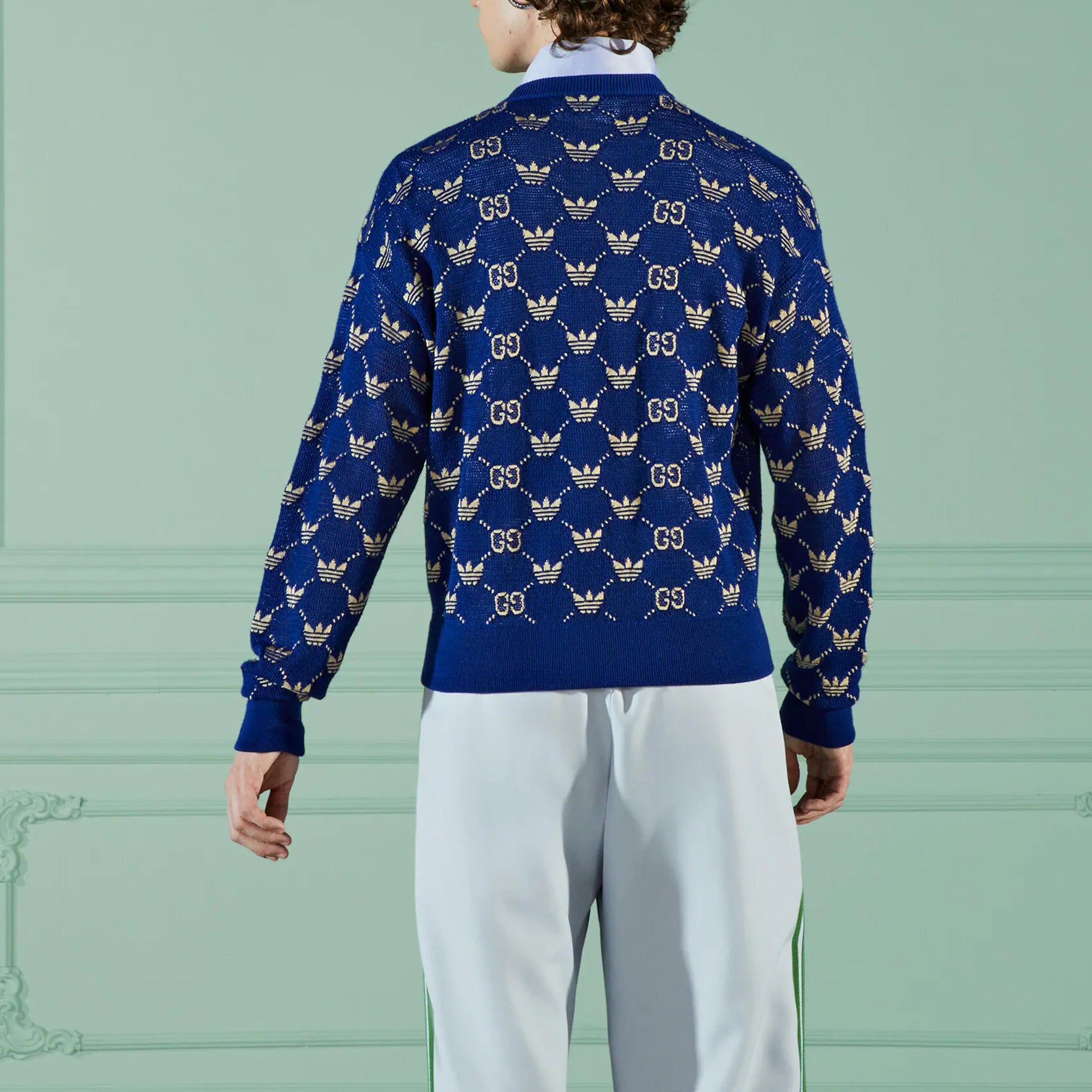 Кардиган Gucci x adidas GG Trefoil Cardigan 'Blue', синий — фото 4