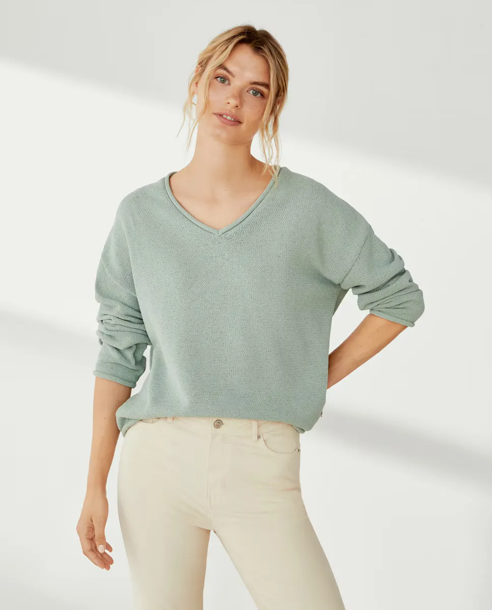 

Кашемировый свитер из матовой синели Southern Cotton, зеленый