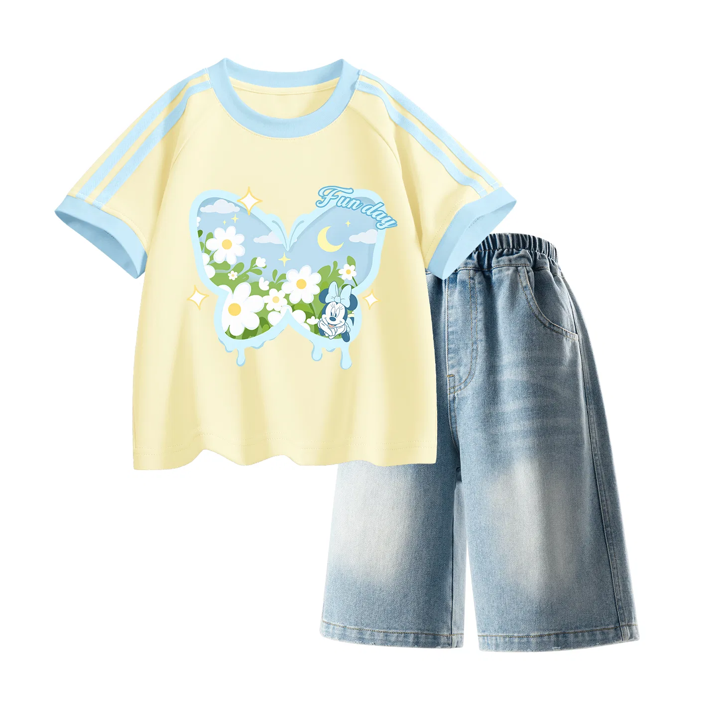 Детский спортивный костюм Casual Sportswear 2 Piece Set Disney, Diverse Color Disc Honey Match Yellow+Solid Color Denim Blue
