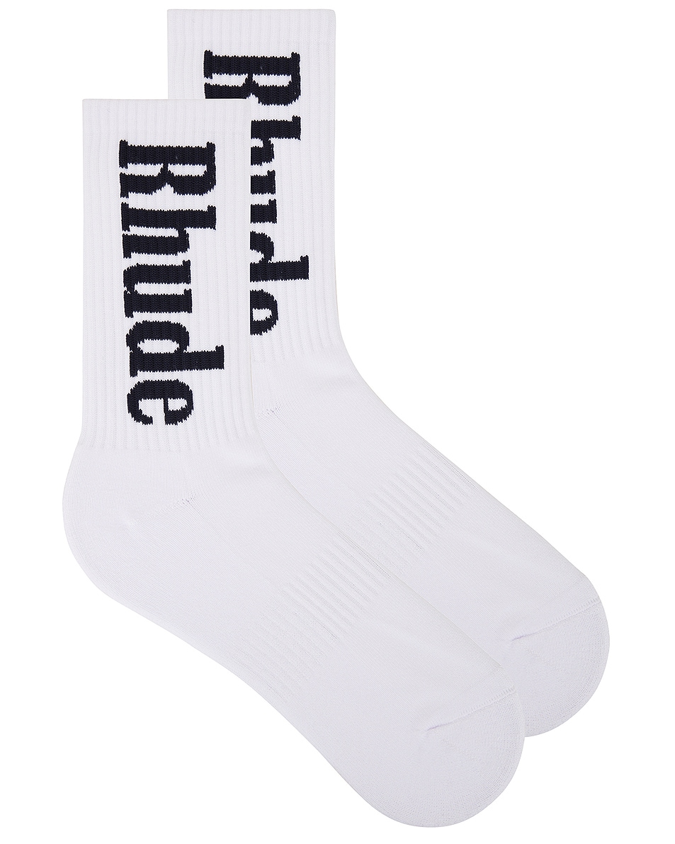 

Носки с вертикальным логотипом Rhude, белый/темно-синий