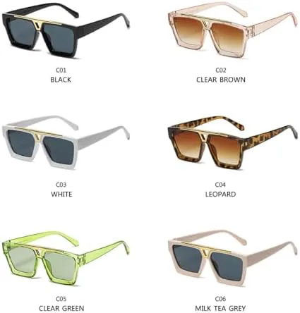 

Крупные квадратные солнцезащитные очки для женщин и мужчин, винтажные, с большой металлической оправой, модные солнцезащитные очки для женщин MTZJH, Clear Green