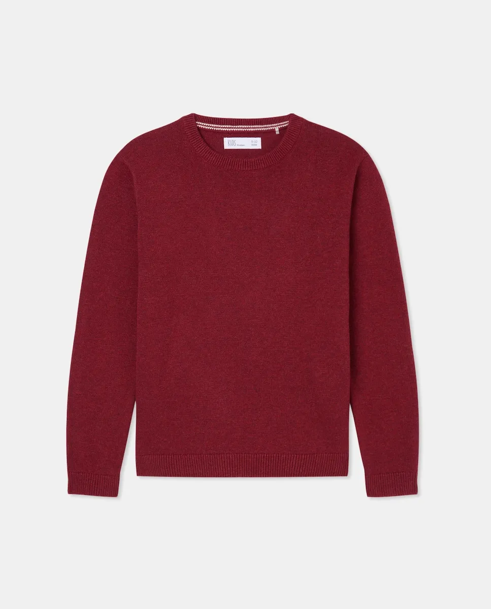 

Базовый однотонный трикотажный свитер с круглым вырезом для мальчика Kids El Corte Inglés, бордовый