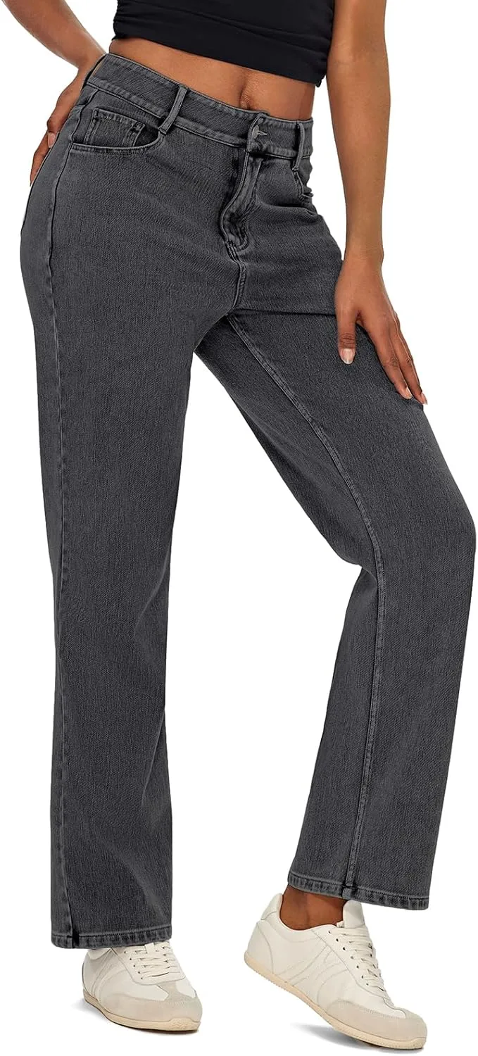 

Женские джинсы с высокой талией и прямыми штанинами — мягкий стрейч, классический крой LighterGlide