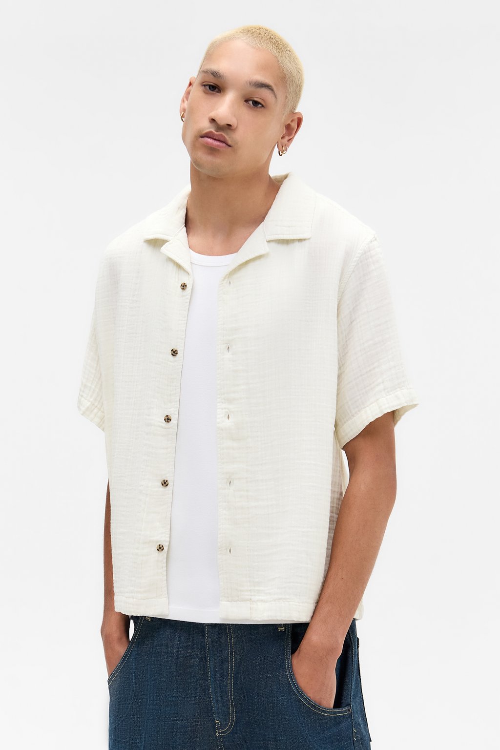 

Рубашка CRINKLE SHIRT BDG Urban Outfitters, белый