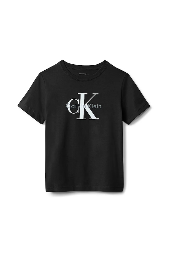 Детская хлопковая футболка Calvin Klein Jeans, черный — фото 2
