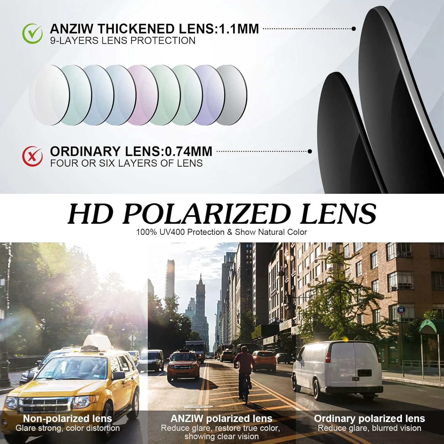 

Солнцезащитные очки «Пилот» для мужчин и женщин, легкая металлическая оправа, поляризованные, защита от УФ-излучения UV400 ANZIW, A Silver Frame/ Silver Lens