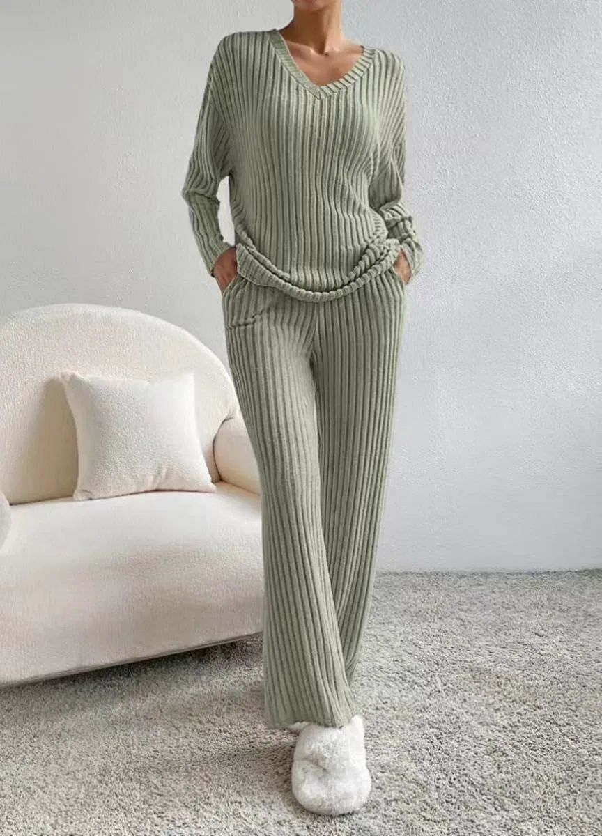 Спортивный костюм Ribbed Lounge Wear Set, Green — фото 2