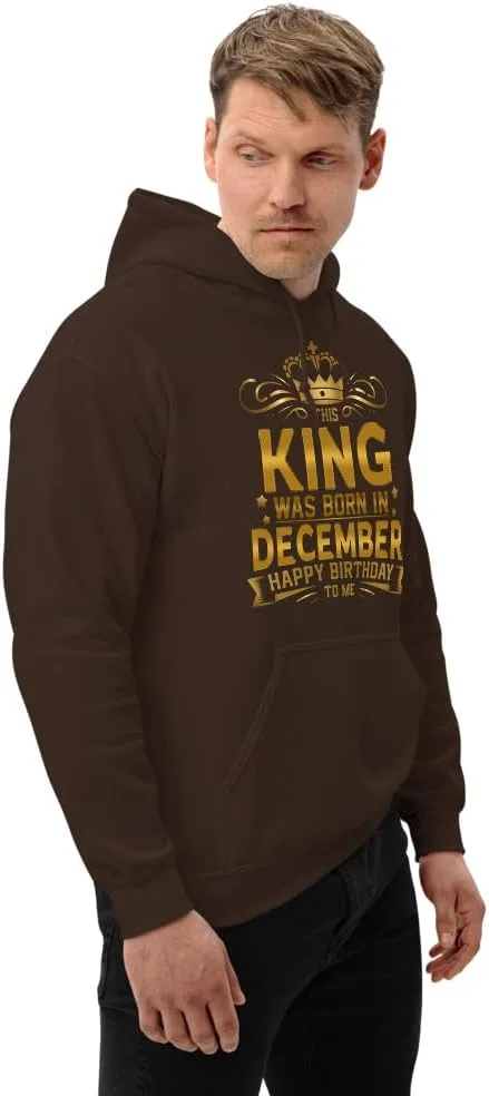 Толстовка Unisex This King Was Born In December Happy Birthday To Me, футболка Funny King of December Celebrate Your Birthday Generic, Dark Chocolate — фото 4