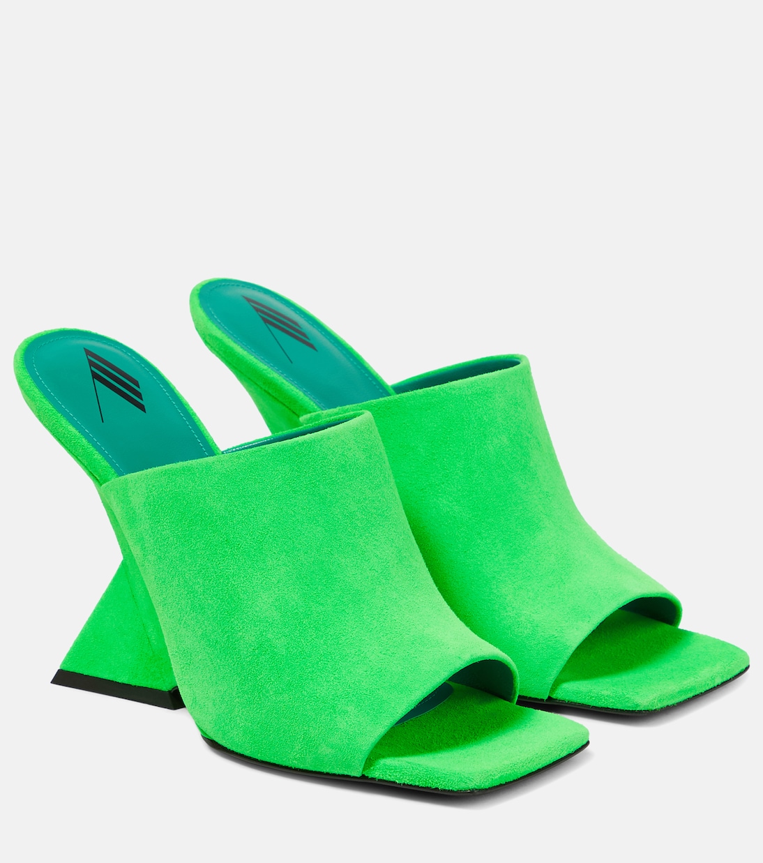 Замшевые мюли Cheope на танкетке The Attico, Fluo Green