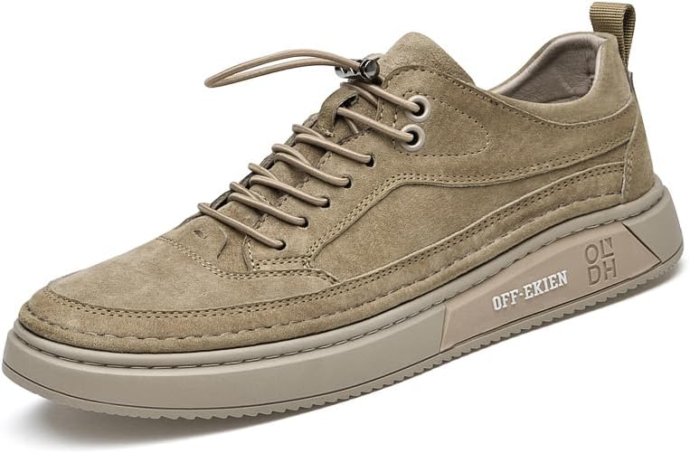 

Мужские повседневные кроссовки из кожи, мягкие, для ходьбы, с противоскользящей подошвой, дышащие, для вождения, легкие, для скейтборда Asifn, хаки