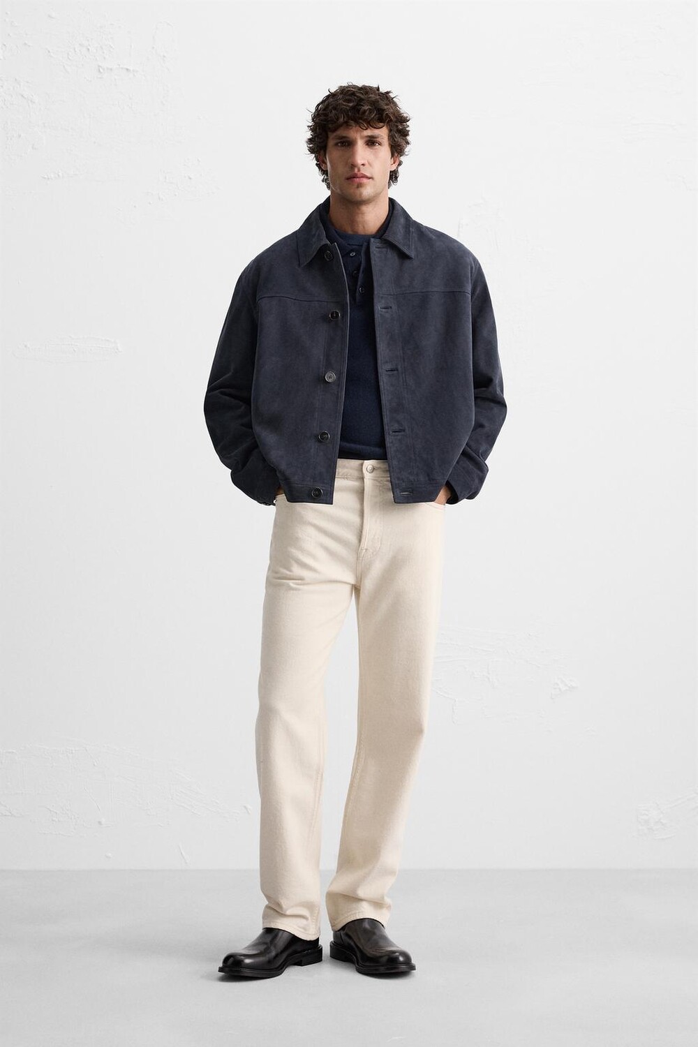 

Куртка из замши ZARA, темно-синий