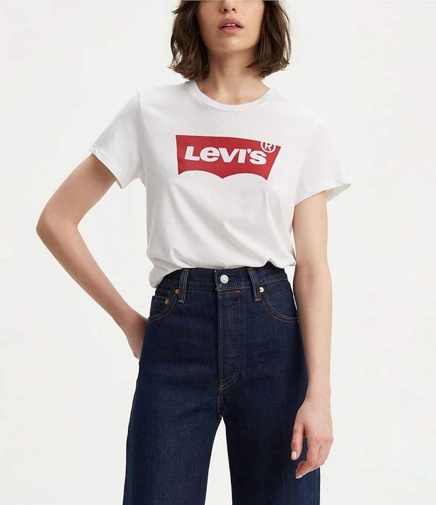 

Футболка с графическим логотипом Levi's с короткими рукавами и логотипом «летучая мышь», белый