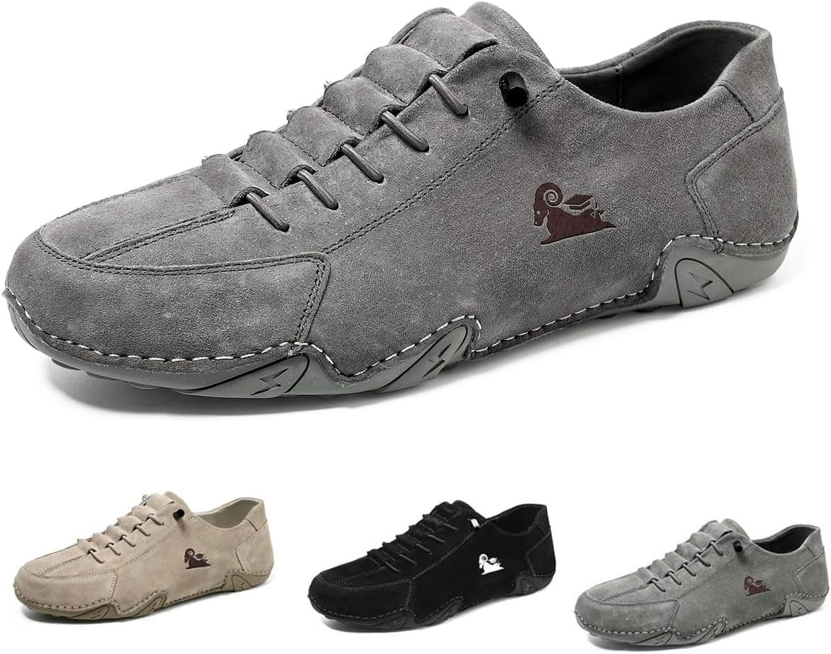 

Мужские вручную сделанные замшевые туфли, мягкие кожаные слипоны Beck, удобные водонепроницаемые повседневные кроссовки, нескользящие дышащие чукка Neuugo, серый