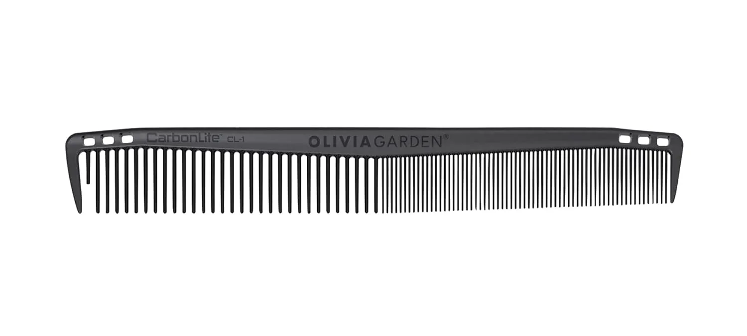 Карбоновые расчески Olivia Garden CarbonLite для женщин и мужчин - профессиональные аксессуары для парикмахеров и барберов - термостойкость до 460 градусов. 17,8 см расческа для стрижки