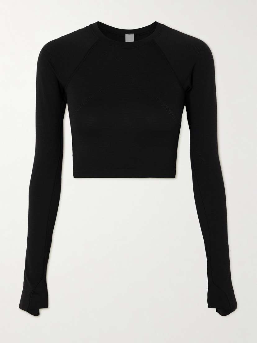 

Укороченная футболка Swiftly Tech из эластичного джерси Lululemon, черный