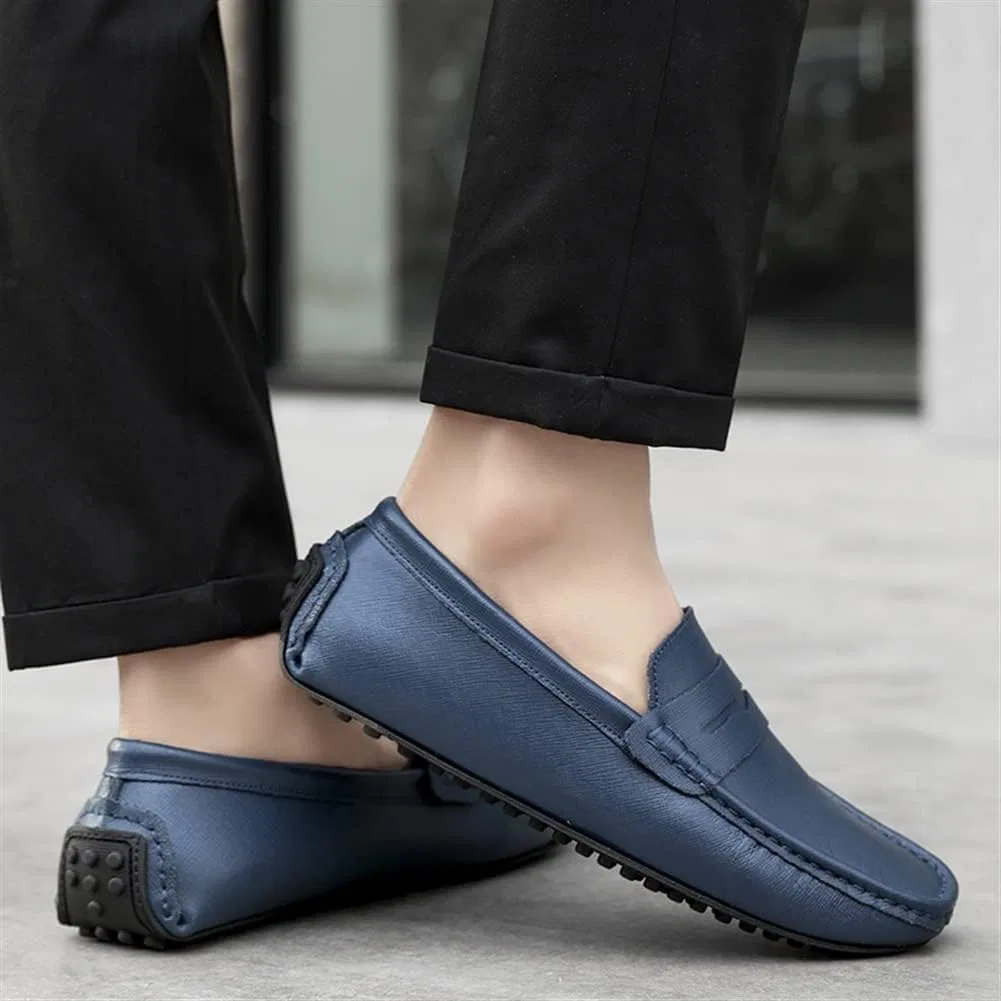 Лоферы кожаные Stitching Details Penny Loafer, темно-синий PUGHGAETZF — фото 4