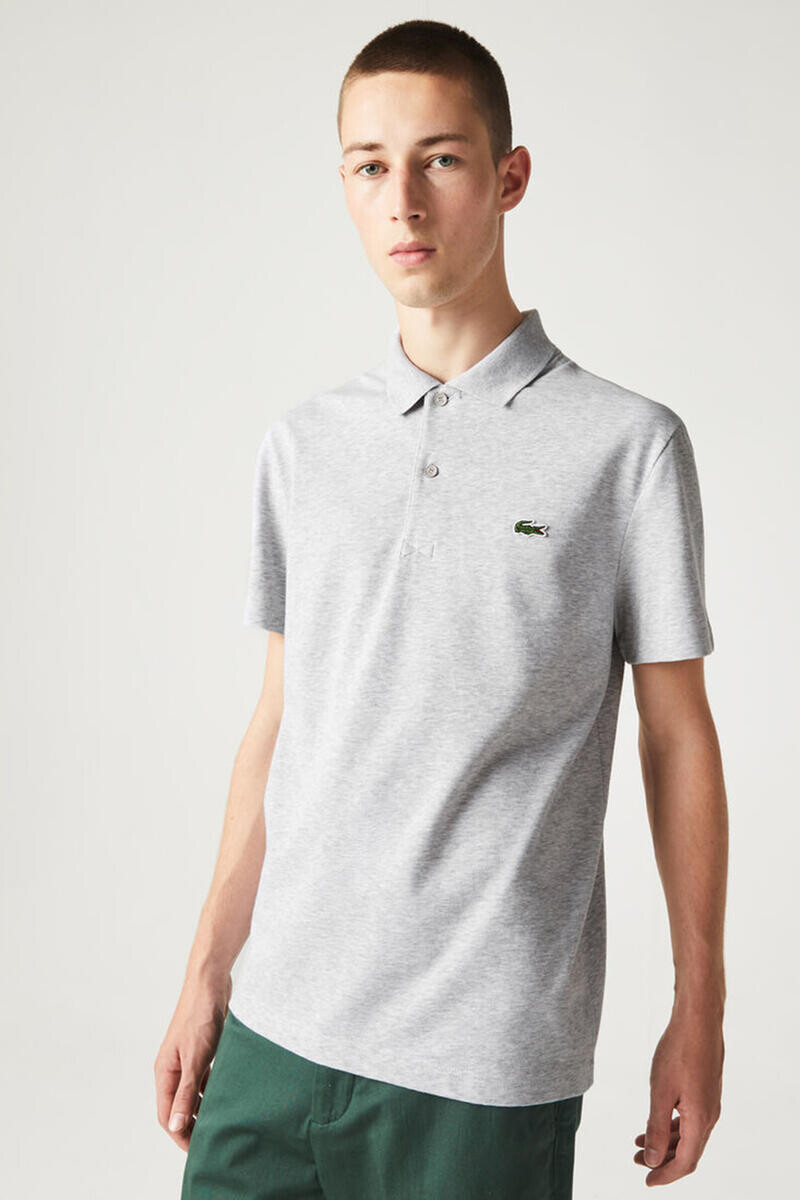 

Поло с вышивкой под крокодила Lacoste, серый