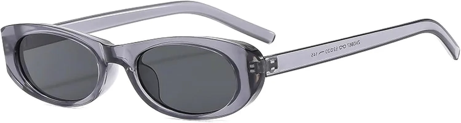 

Солнцезащитные очки в узкой оправе для женщин, модель «кошачий глаз», классические очки в узкой оправе, ретро-стиль, эллиптическая форма, унисекс TKKTLLT, Grey