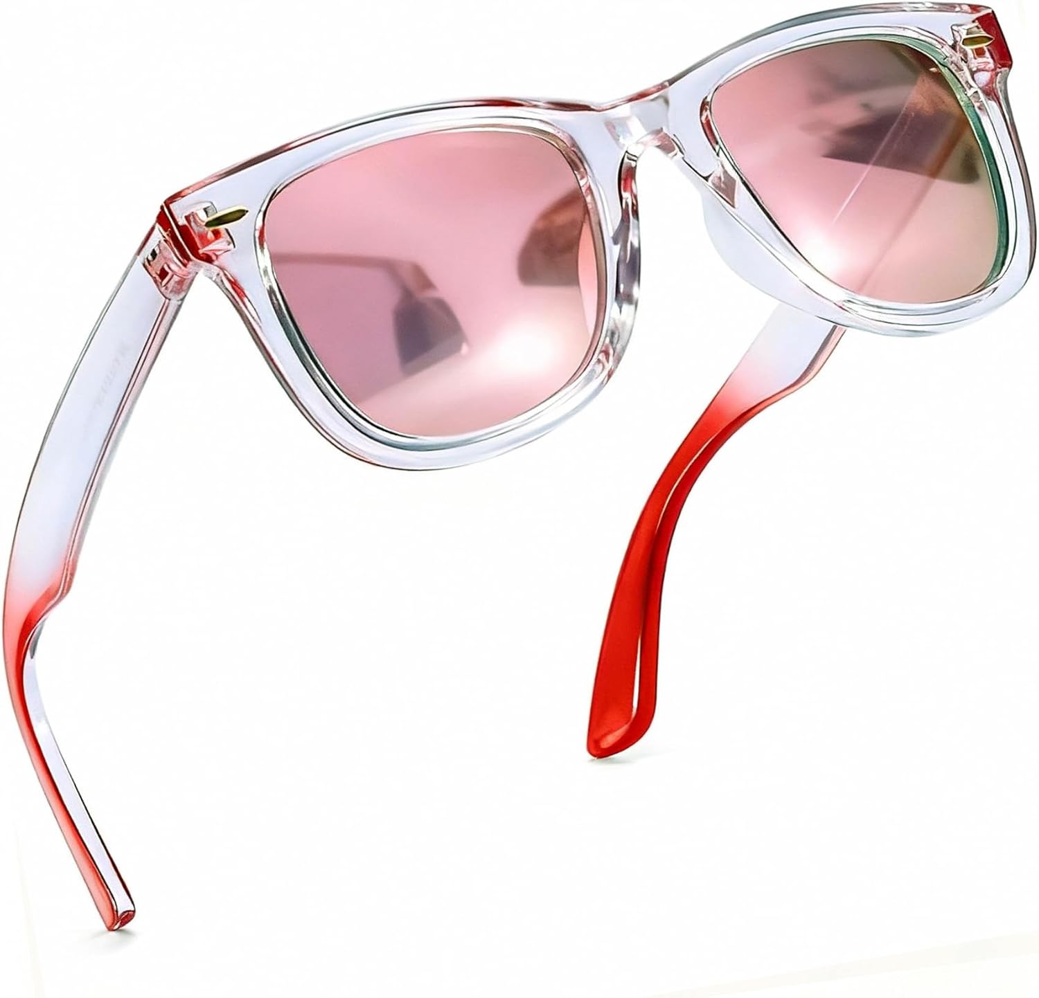 

Женские поляризованные солнцезащитные очки FancyPink с защитой UV400, зеркальные, для пляжа, дизайнерские модные солнцезащитные очки, средний размер, A06 - Clear Red / Pink, Mirrored