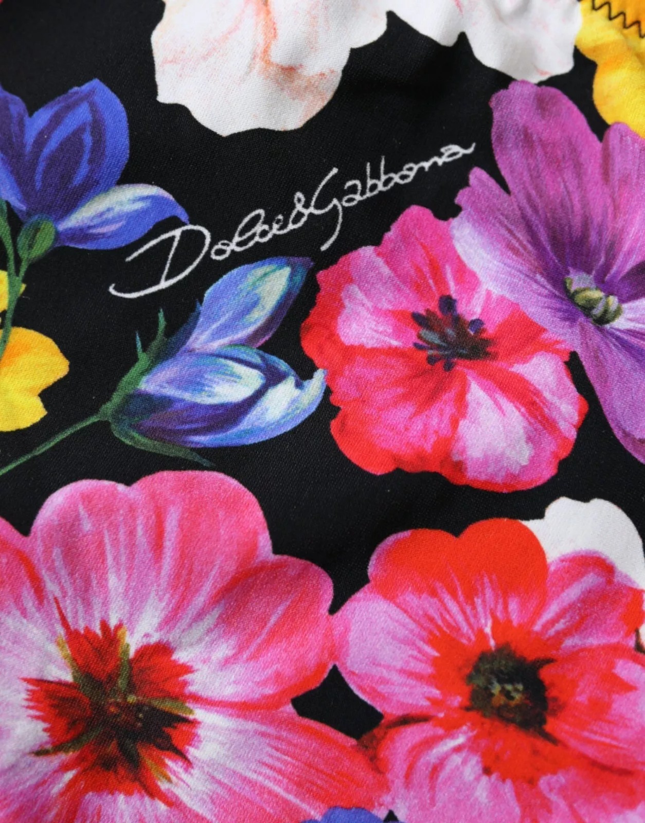 Черный купальник с цветочным принтом, плавки бикини, купальники Dolce & Gabbana — фото 3