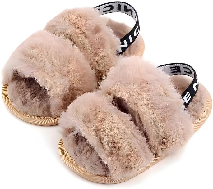 

Домашние тапочки QIETION для девочек, мягкие плюшевые, легкие, с нескользящей подошвой, с перекрестной лентой, открытым носком, удобные для дома и улицы, хаки