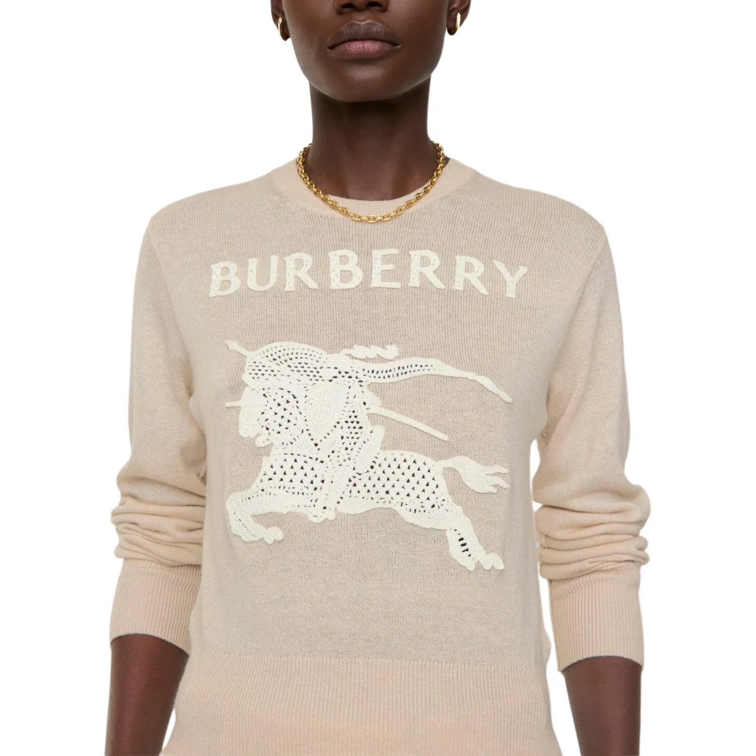 Свитер Burberry, женский, стиль главной улицы, бежевый — фото 4