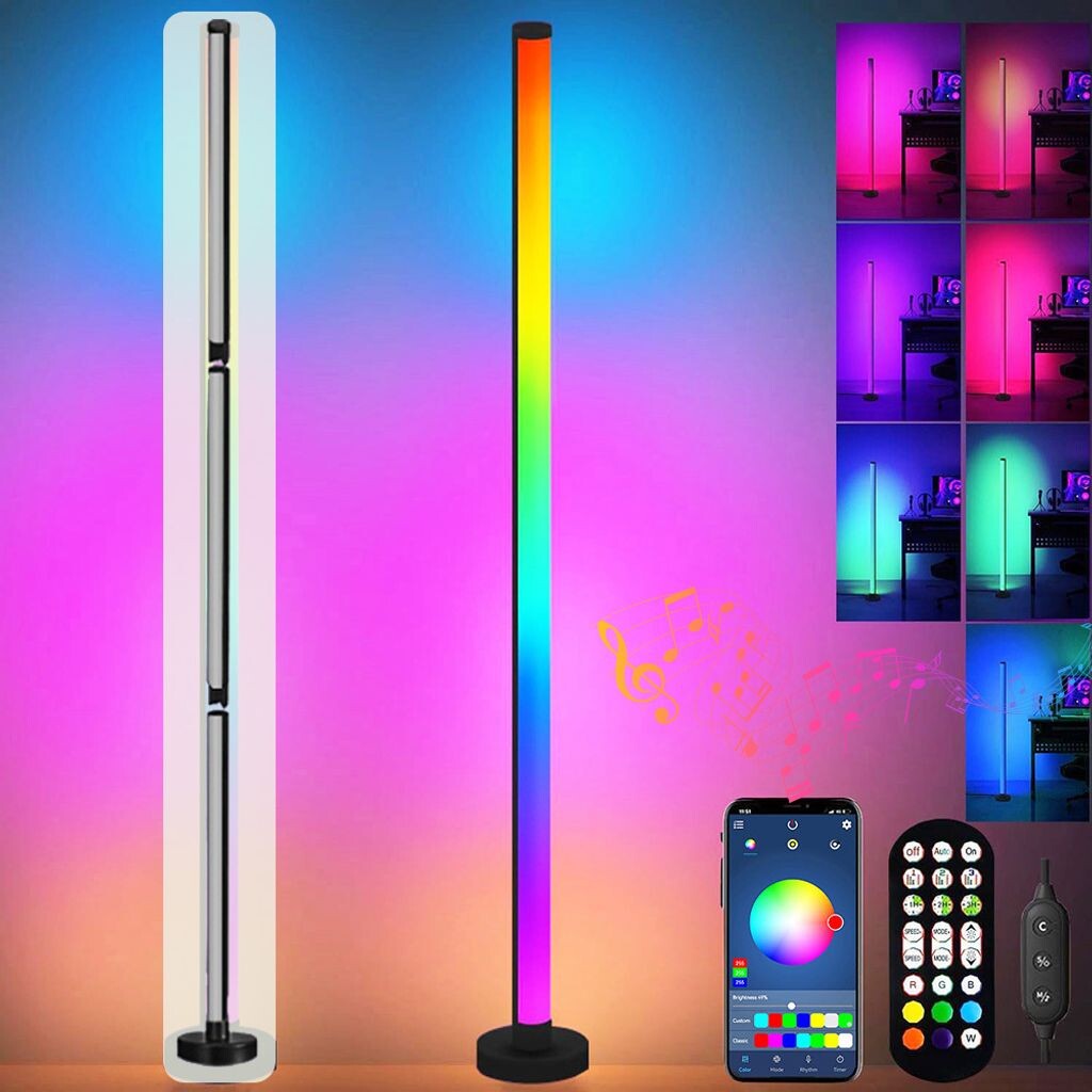

Умный светодиодный торшер для гостиной, 120 см, угловой светильник RGB, торшер с регулируемой яркостью, пультом дистанционного управления и музыкальными режимами приложения, 16 миллионов цветов lapamax