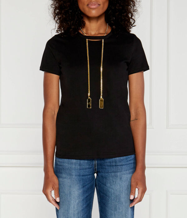 

Футболка женская Elisabetta Franchi декорированная цепочкой, черный