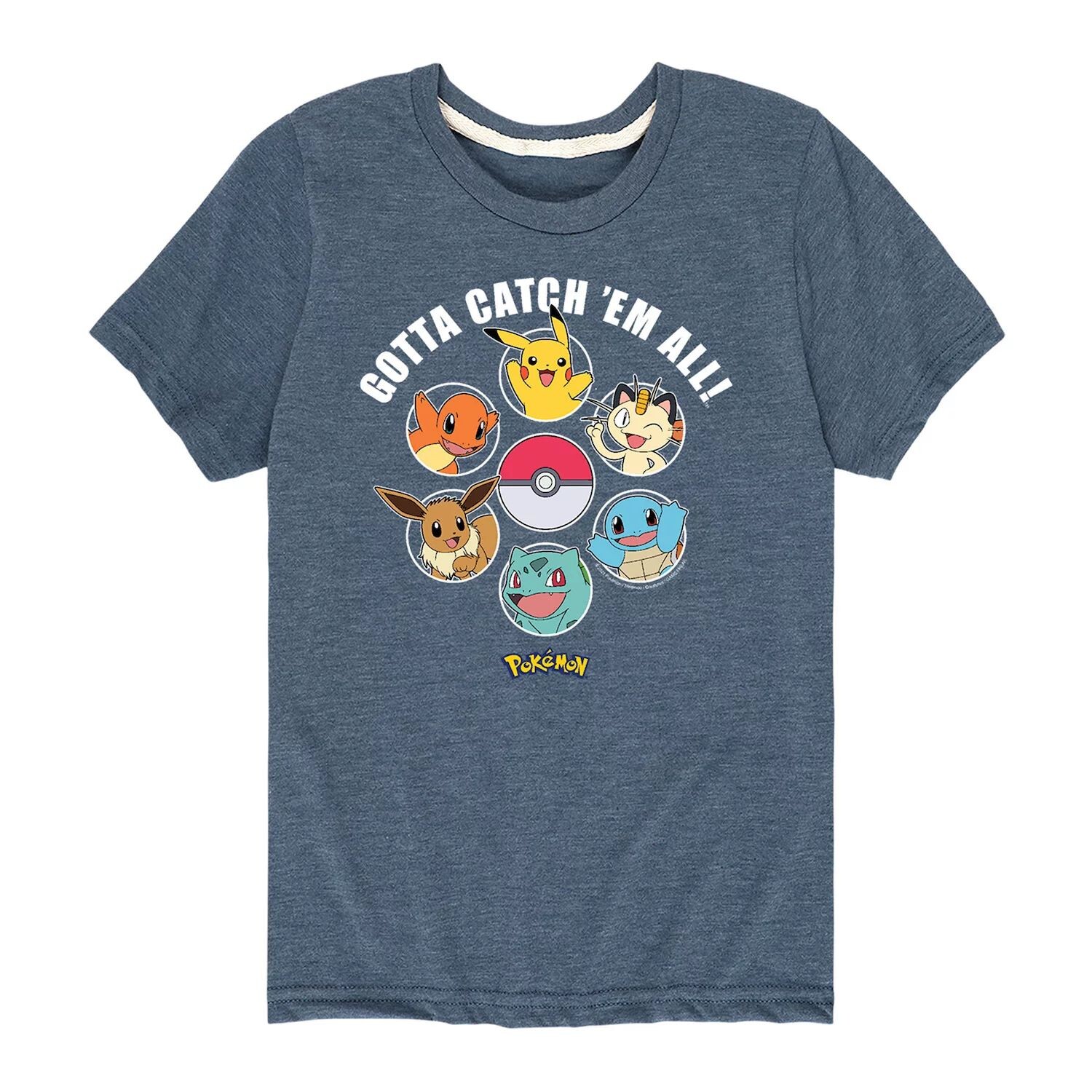 

Футболка с рисунком Pokemon Group для мальчиков 8–20 лет Catch 'Em All Licensed Character