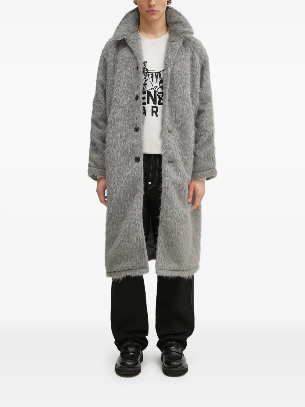 

Однобортный тренч Mki Miyuki Zoku, серый