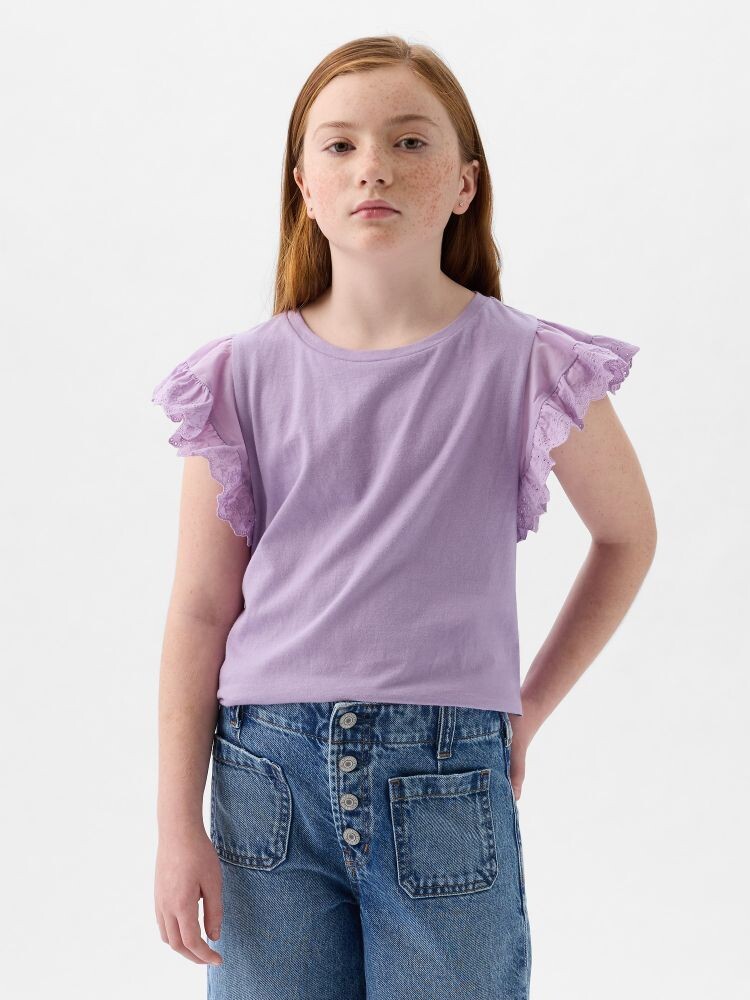 

Детская футболка с рюшами Gap, фиолетовый