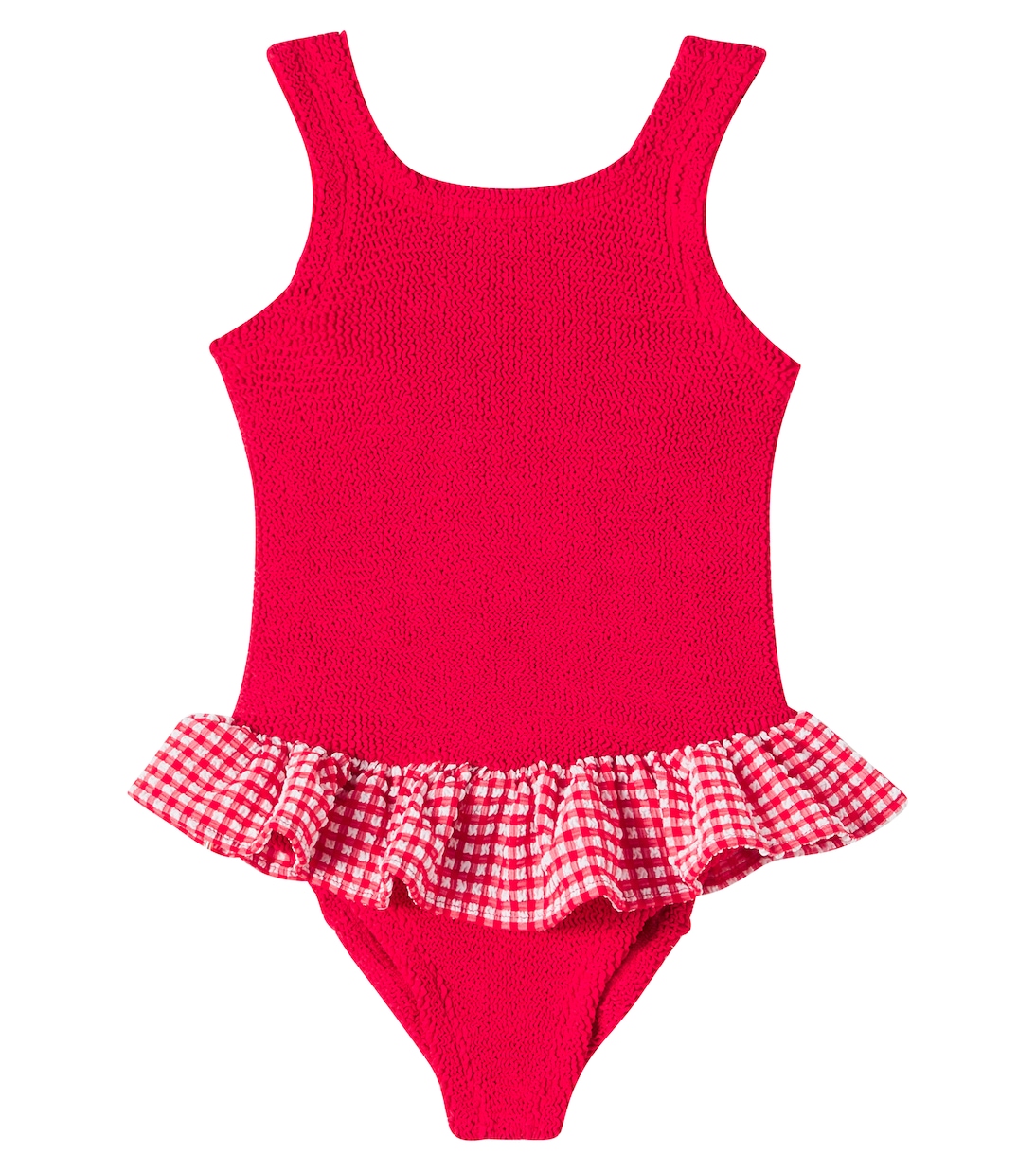 

Купальник с рюшами в клетку Hunza G Kids, Red/Red Gingham